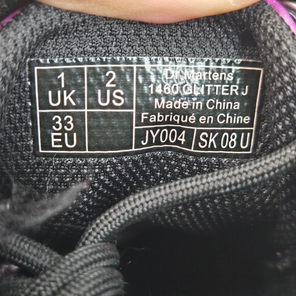 Dr. Martens Platform Combat Boots Little Girl Sz 2 Purple Glitter Lace Up Bootie - Picture 11 of 11